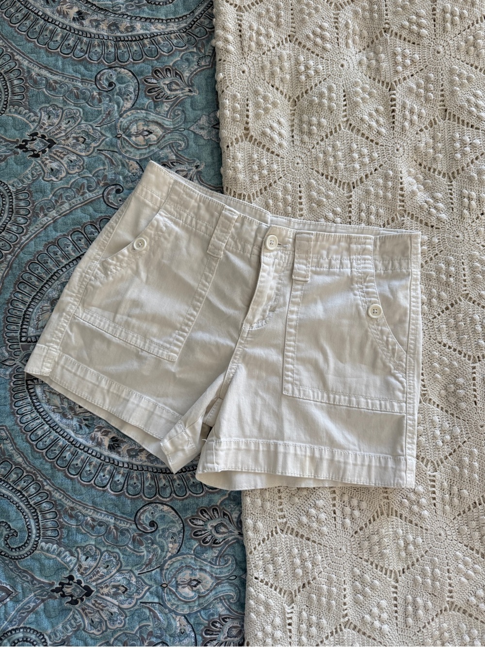 Faded Glory White Cotton Utility Shorts